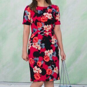 J.CREW FLORAL PINK SHEATH DRESS SIZE 4